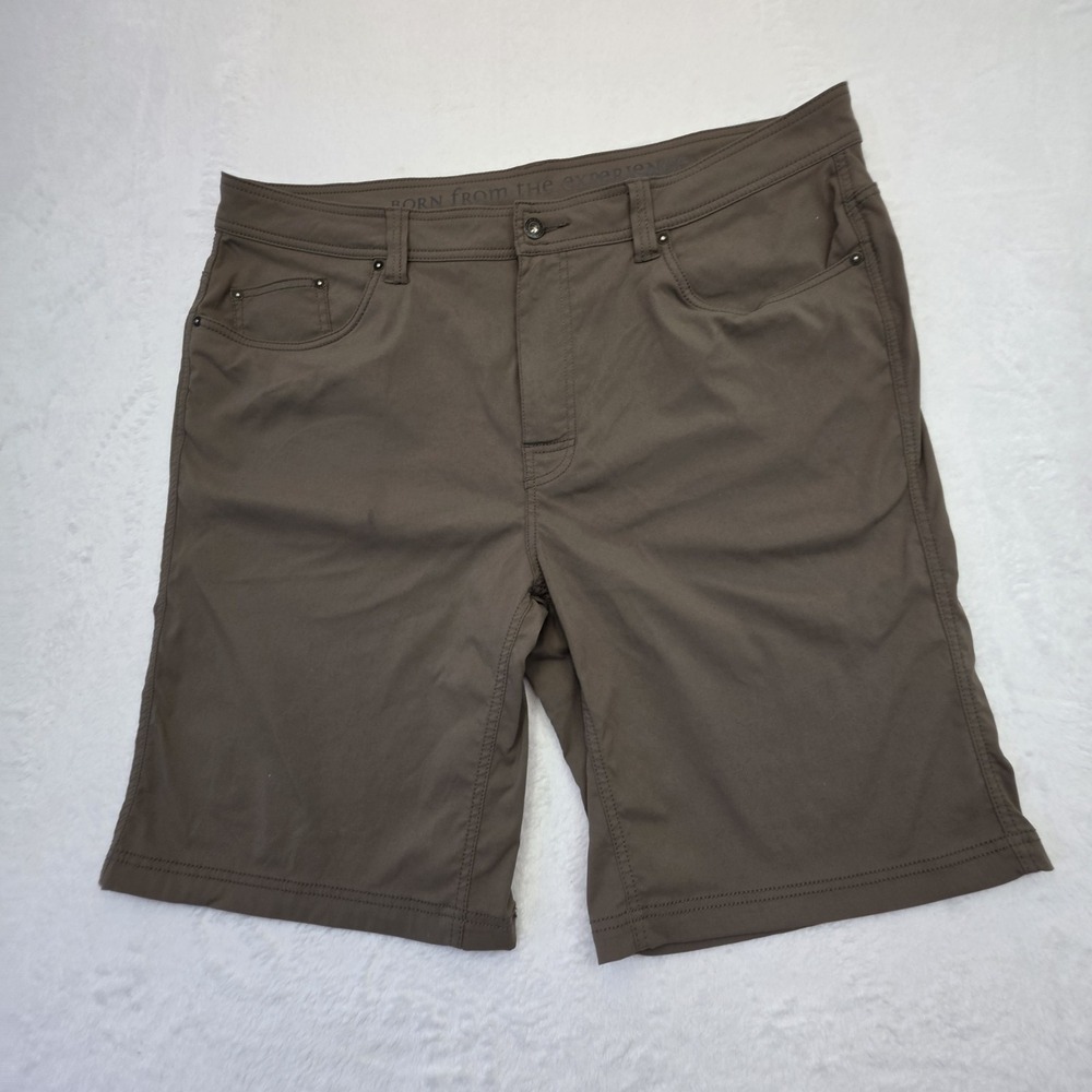 prAna Stretch Hiking Shorts Men's 40x11 Brown Outdoor Casual Flat Front